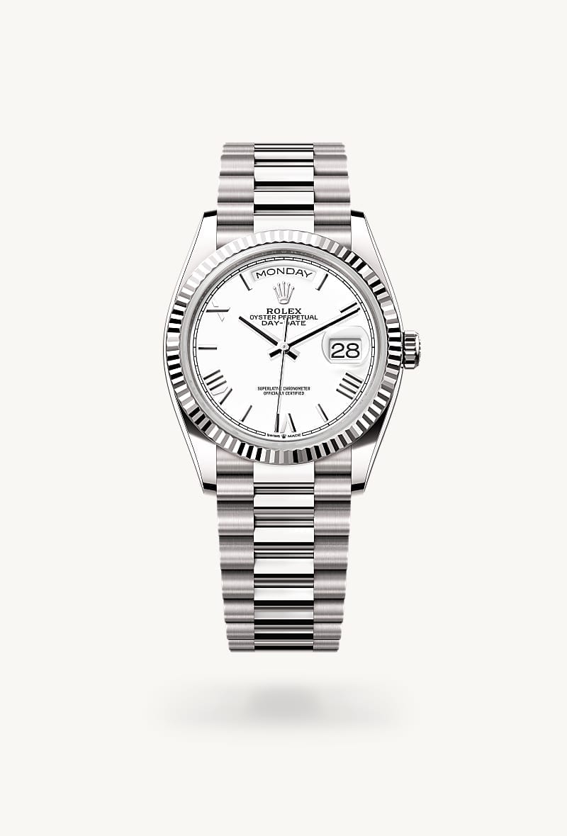 Rolex Day-Date de 18 ct white gold, M128239-0059 - Jael Joyería