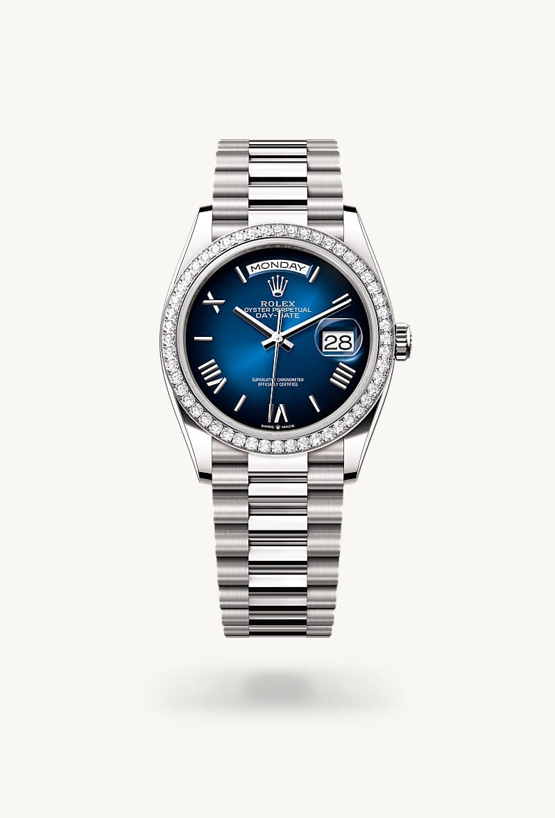 Rolex Day-Date de 18 ct white gold, M128349RBR-0085 - Jael Joyería
