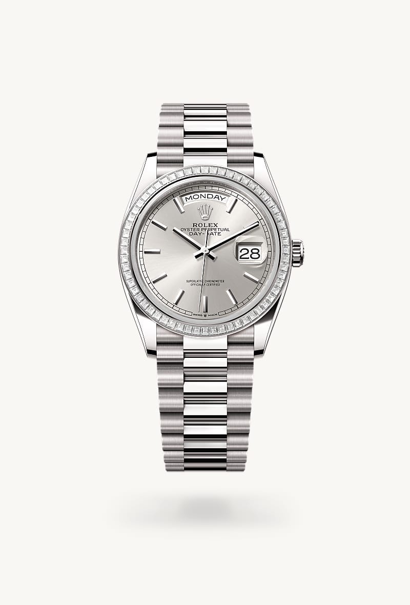 Rolex Day-Date de 18 ct white gold, M128399TBR-0001 - Jael Joyería