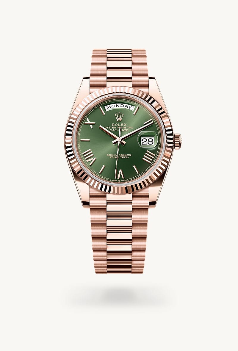 Rolex Day-Date de 18 ct Everose gold, M228235-0025 - Jael Joyería