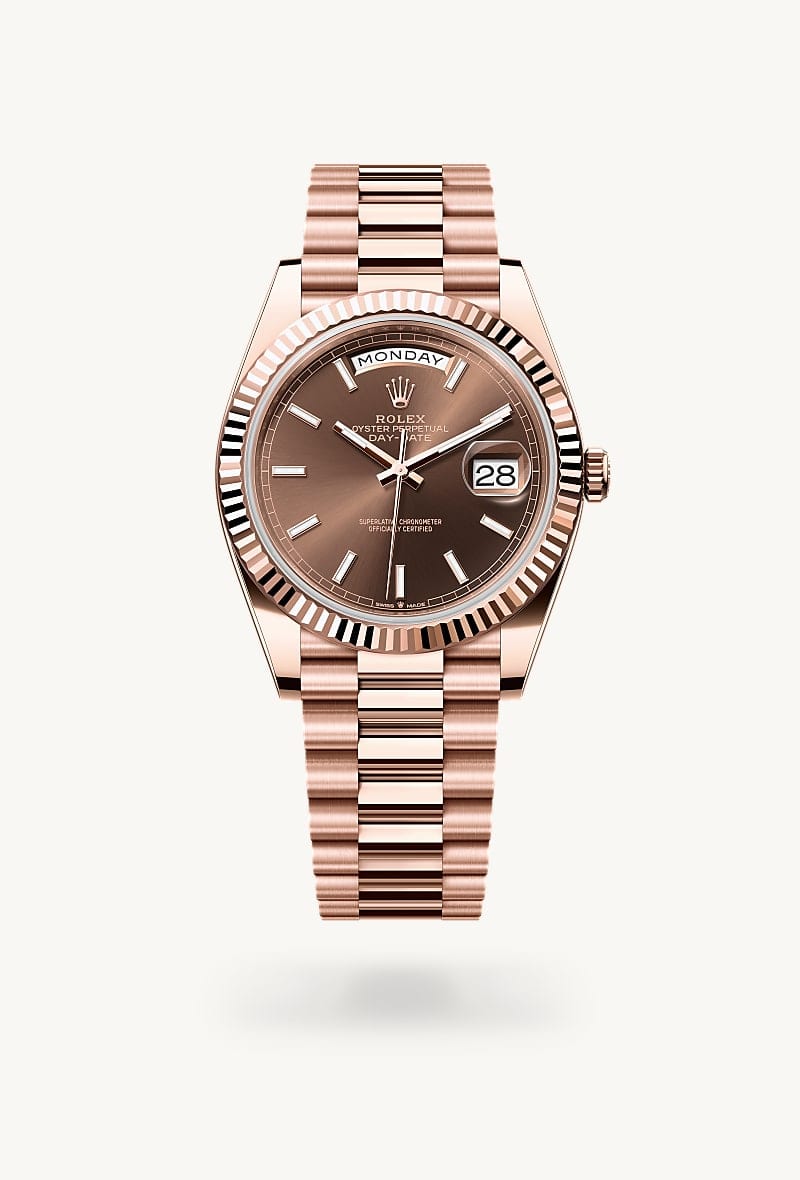 Rolex Day-Date de 18 ct Everose gold, M228235-0053 - Jael Joyería