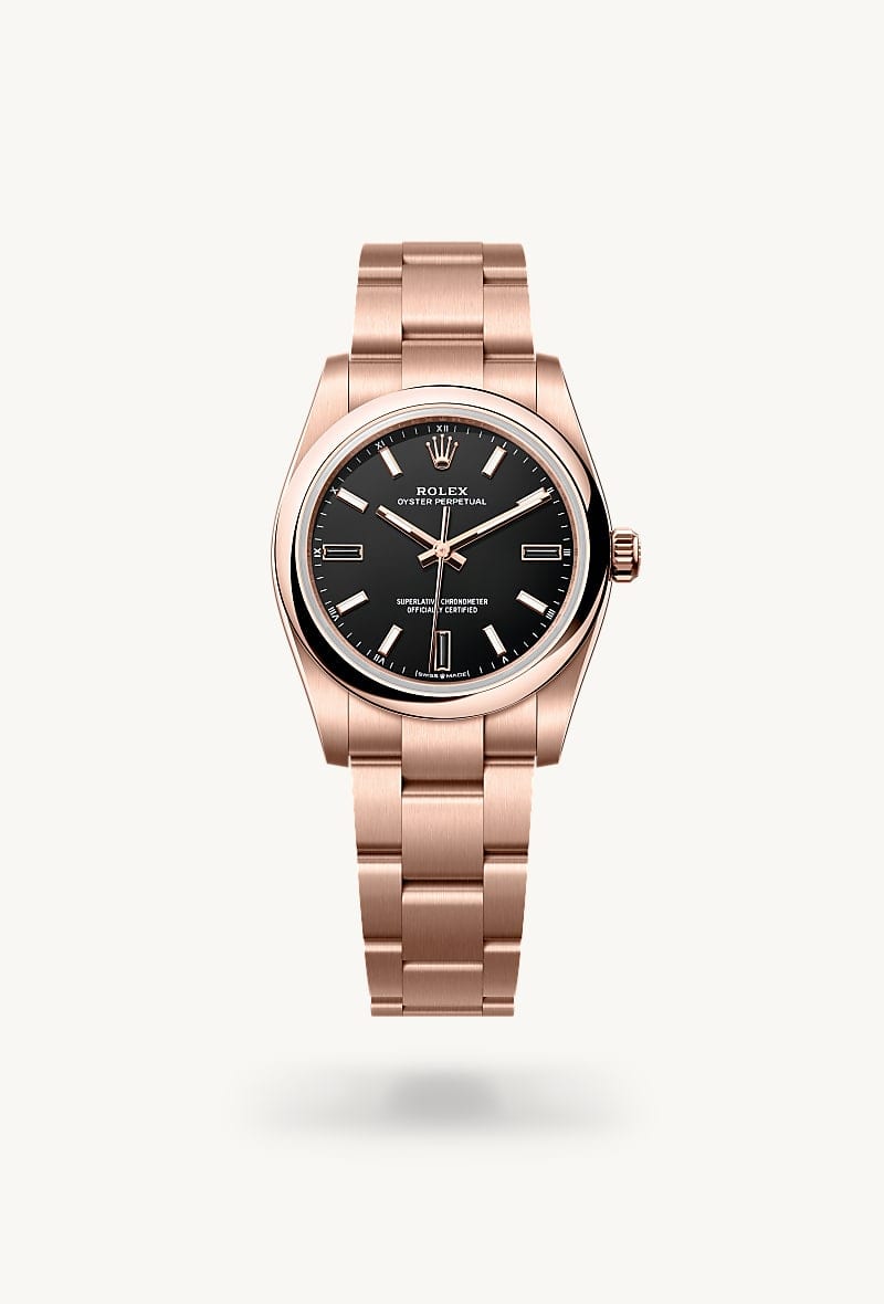 rolex Oyster Perpetual de Oro Everose de 18 quilates, M124205-0001 - Jael Joyería