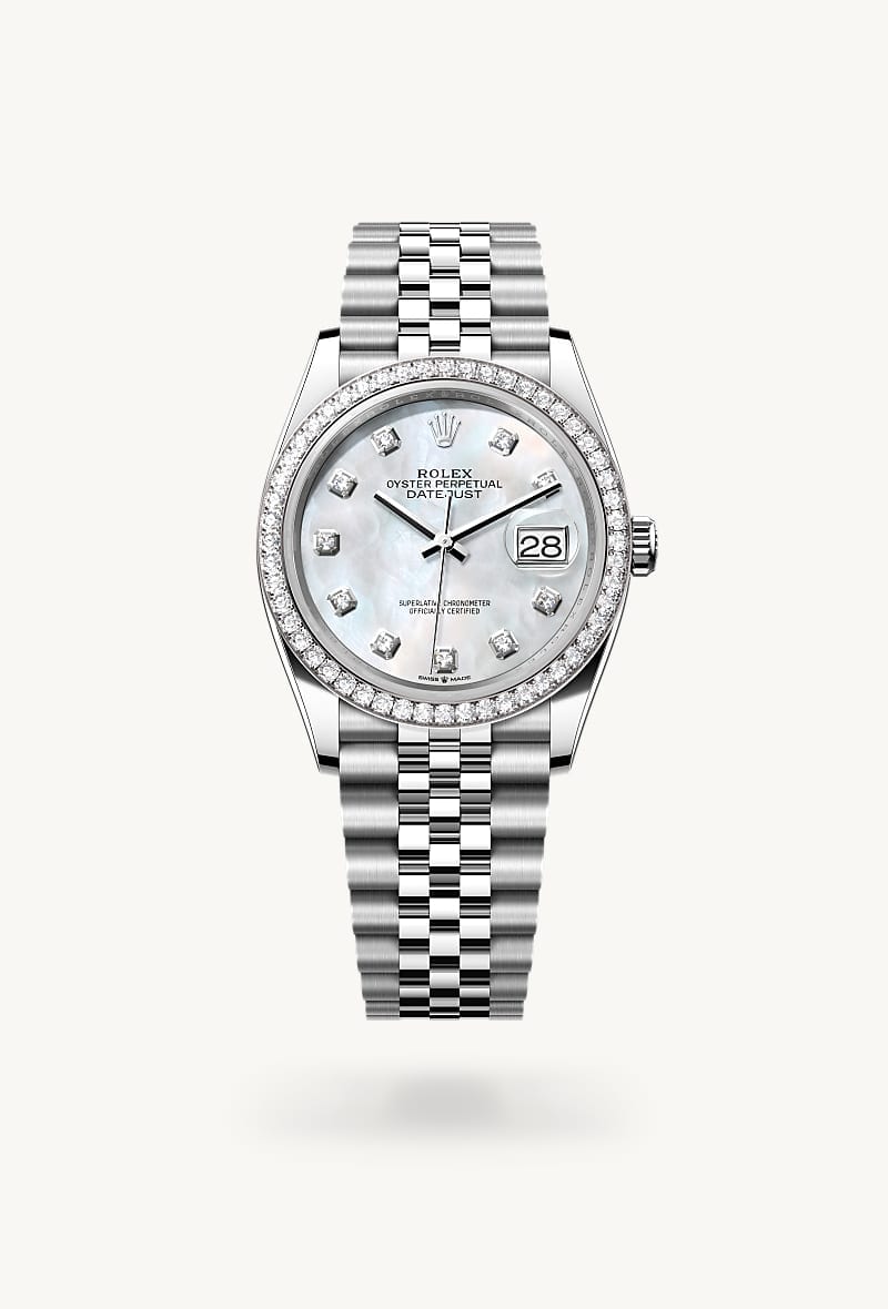 rolex Datejust de Rolesor blanco —combinación de acero Oystersteel y oro blanco, M126284RBR-0011 - Jael Joyería