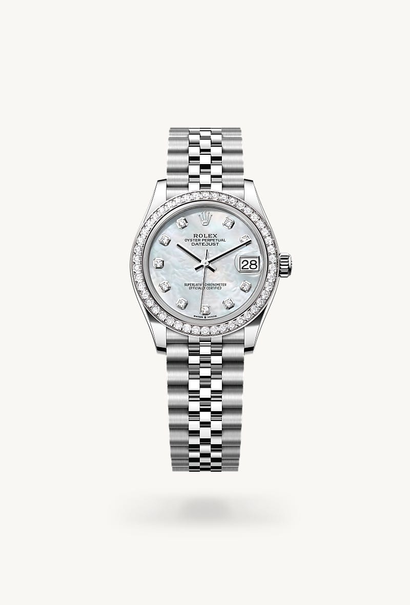 rolex Datejust de Rolesor blanco —combinación de acero Oystersteel y oro blanco, M278384RBR-0008 - Jael Joyería