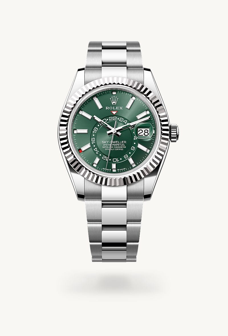 rolex Sky-Dweller de Rolesor blanco —combinación de acero Oystersteel y oro blanco, M336934-0001 - Jael Joyería