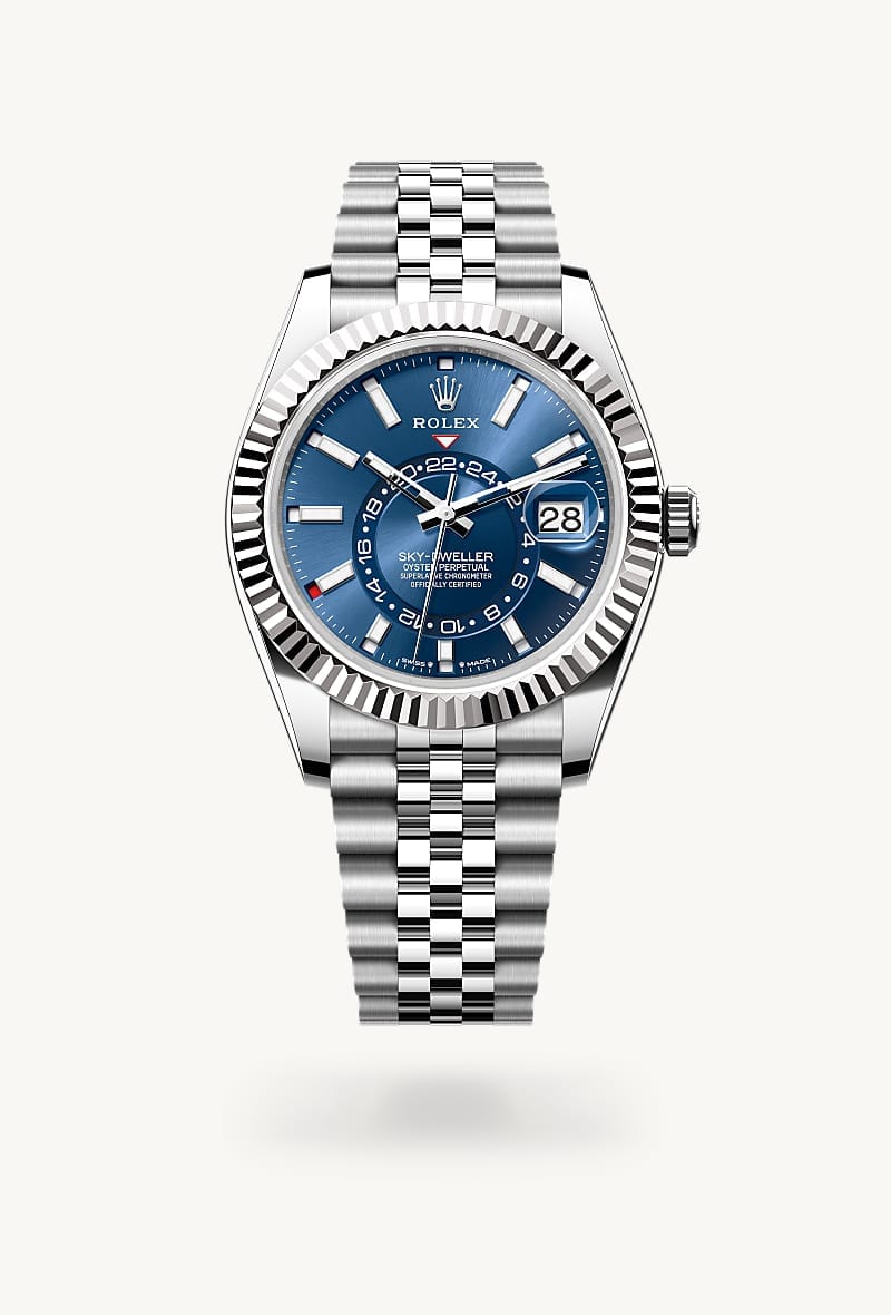 rolex Sky-Dweller de Rolesor blanco —combinación de acero Oystersteel y oro blanco, M336934-0006 - Jael Joyería
