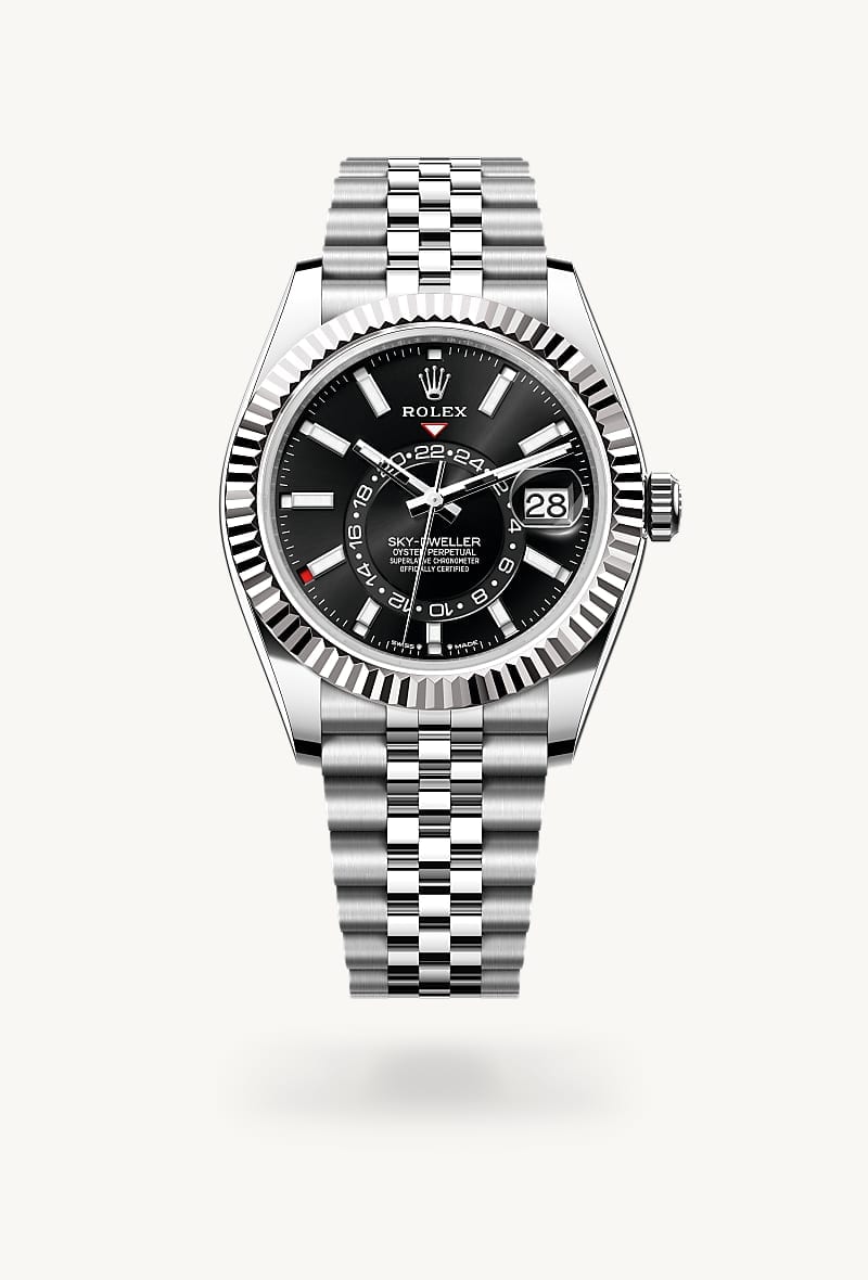 rolex Sky-Dweller de Rolesor blanco —combinación de acero Oystersteel y oro blanco, M336934-0008 - Jael Joyería