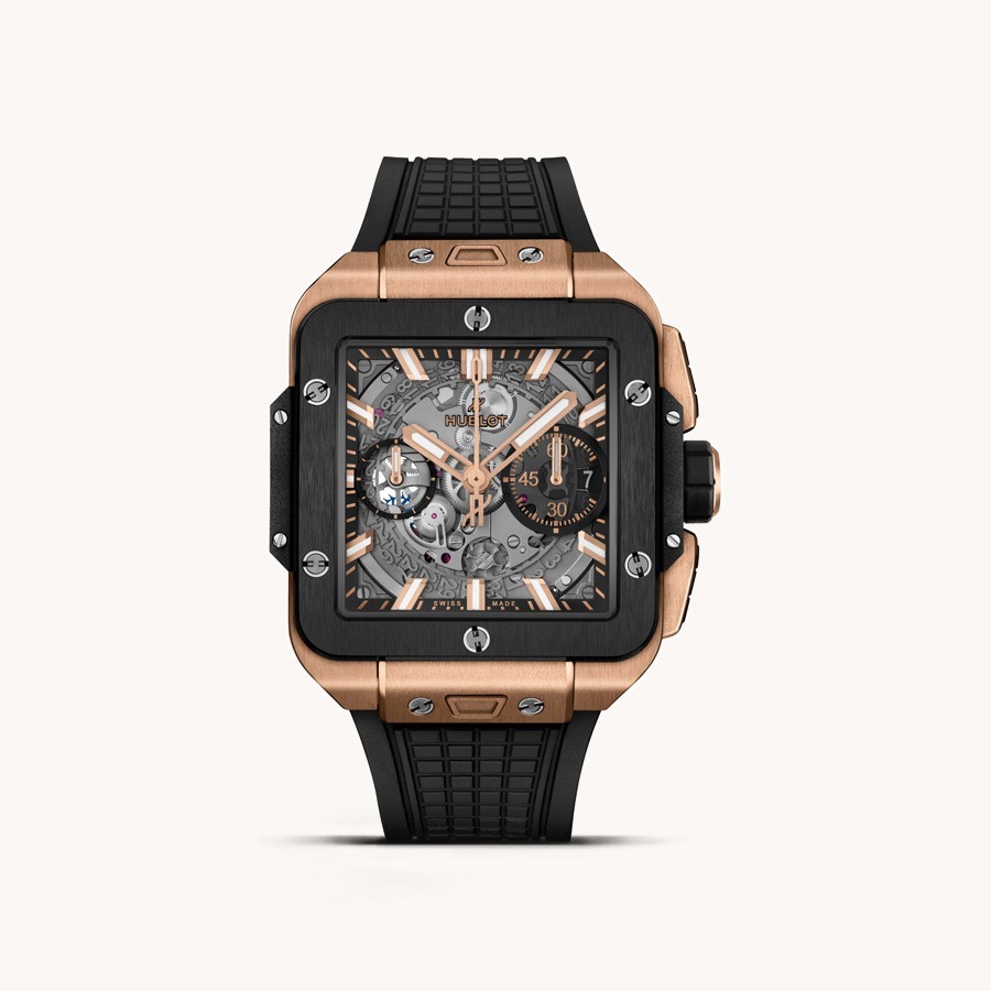 RELOJ HUBLOT SQUARE BANG UNICO KING GOLD CERAMIC 42 MM