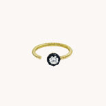 LEANDRA CABO & MIDNIGHT L YELLOW GOLD AND DIAMOND OPEN RING