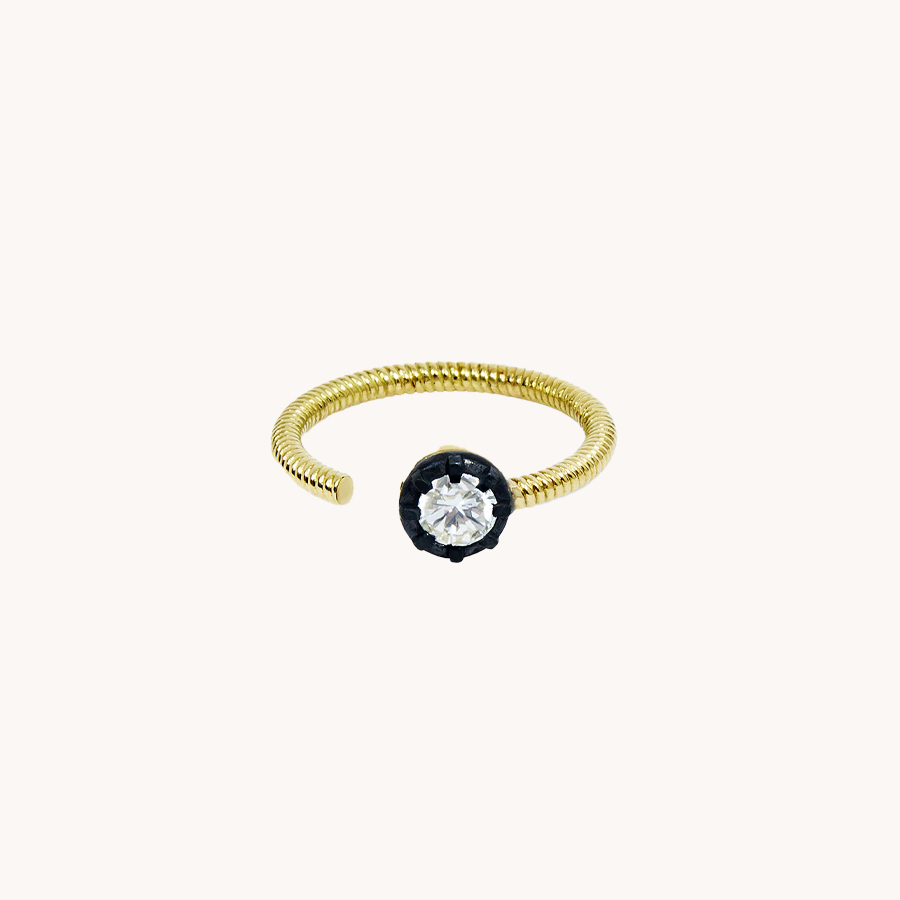 ANILLO ABIERTO LEANDRA CABO & MIDNIGHT L ORO AMARILLO Y DIAMANTE