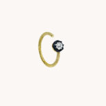 LEANDRA CABO & MIDNIGHT L YELLOW GOLD AND DIAMOND OPEN RING