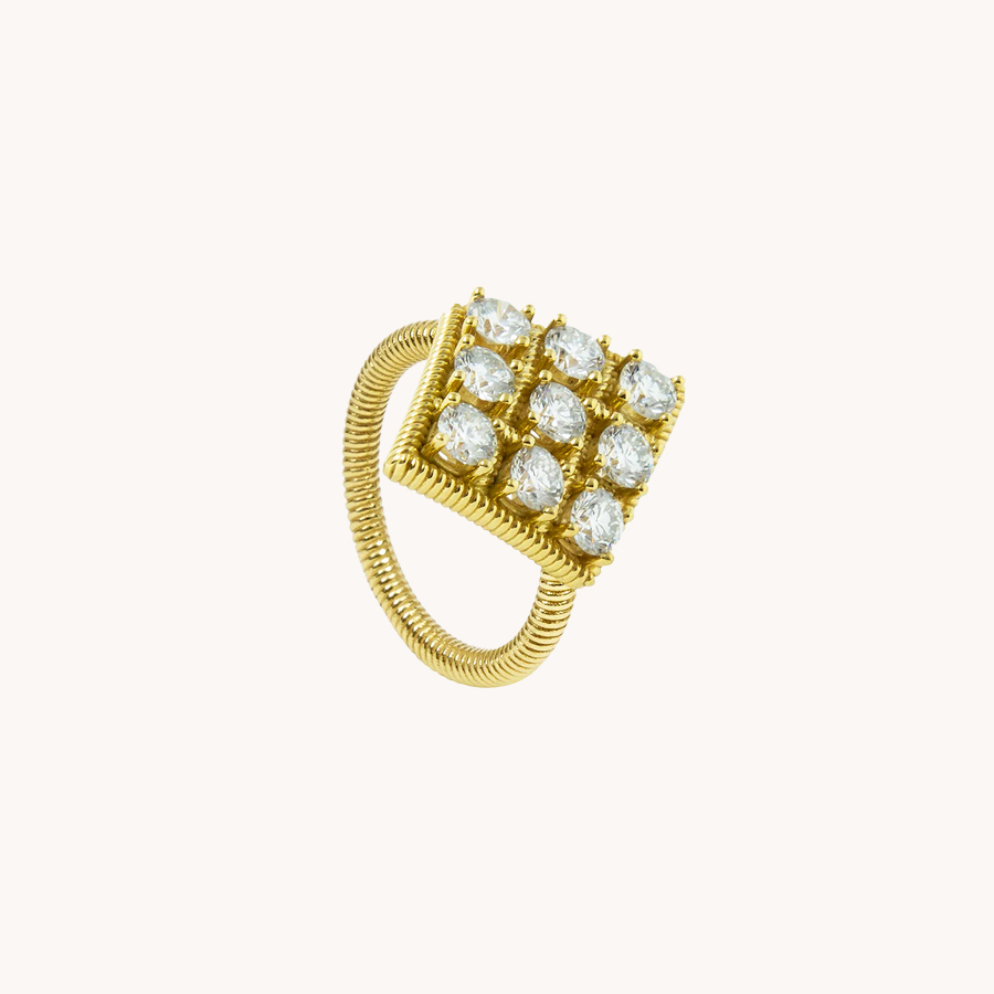 ANILLO LEANDRA CABO ROMBO ORO AMARILLO Y DIAMANTES