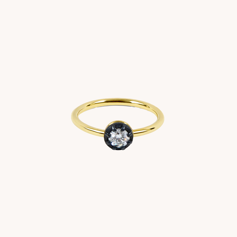 ANILLO LEANDRA MIDNIGHT M ORO AMARILLO, PLATA OXIDADA Y DIAMANTE