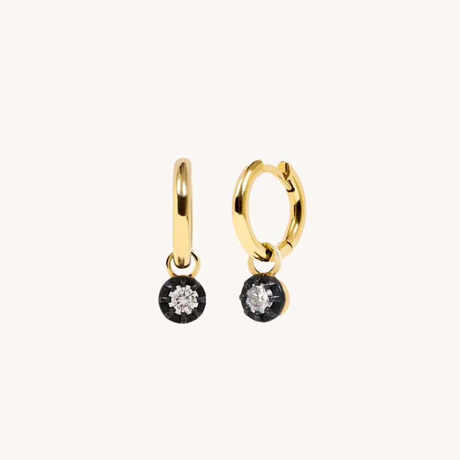 PENDIENTES LEANDRA CRIOLLAS ORO AMARILLO Y PLATA CON DIAMANTES