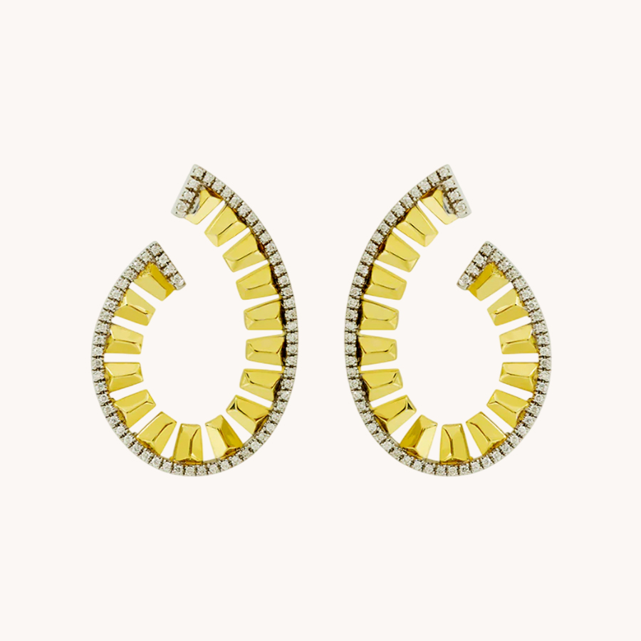 PENDIENTES LEANDRA OLE ORO AMARILLO Y DIAMANTES