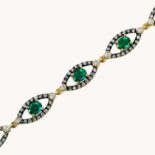 LEANDRA EYE BRACELET YELLOW GOLD, DIAMONDS AND EMERALDS