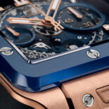 RELOJ HUBLOT SQUARE BANG UNICO KING GOLD BLUE CERAMIC 42MM