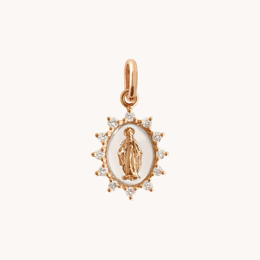 GIGI CLOZEAU PETITE MADONE SUPREME PENDANT IN ROSE GOLD AND DIAMONDS