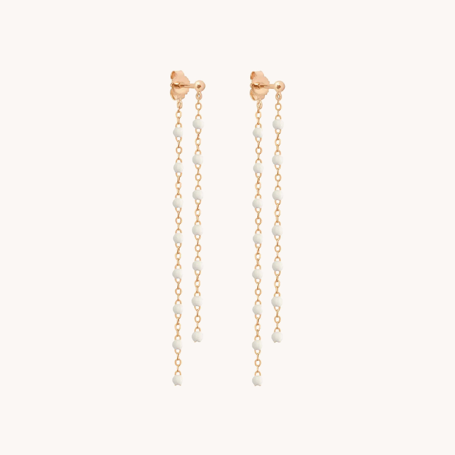 PENDIENTES GIGI CLOZEAU COLGANTES GIGI BLANCOS ORO ROSA