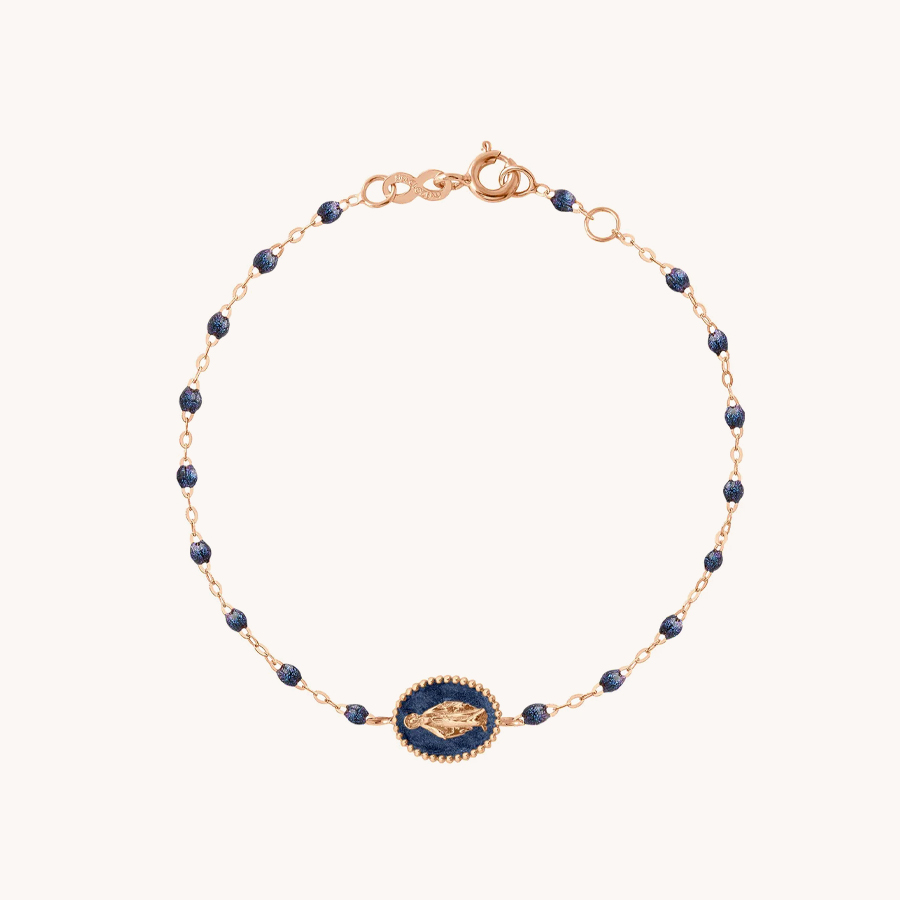 GIGI CLOZEAU MIDNIGHT BRACELET WITH ROSE GOLD MADONE RESIN CHARM