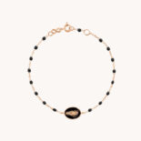 BLACK GIGI CLOZEAU BRACELET WITH ROSE GOLD MADONE RESIN CHARM